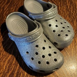 Silver Glitter crocs  women's size 7